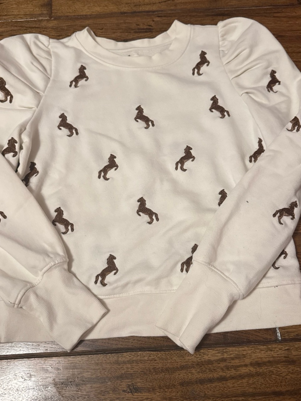 Anthropologie Cream Sweater with Brown Horse Motif - Women